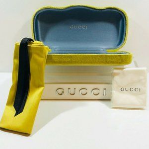 New LARGE Lime Green Gucci Clamshell Sunglasses & Eyeglasses Velvet Case